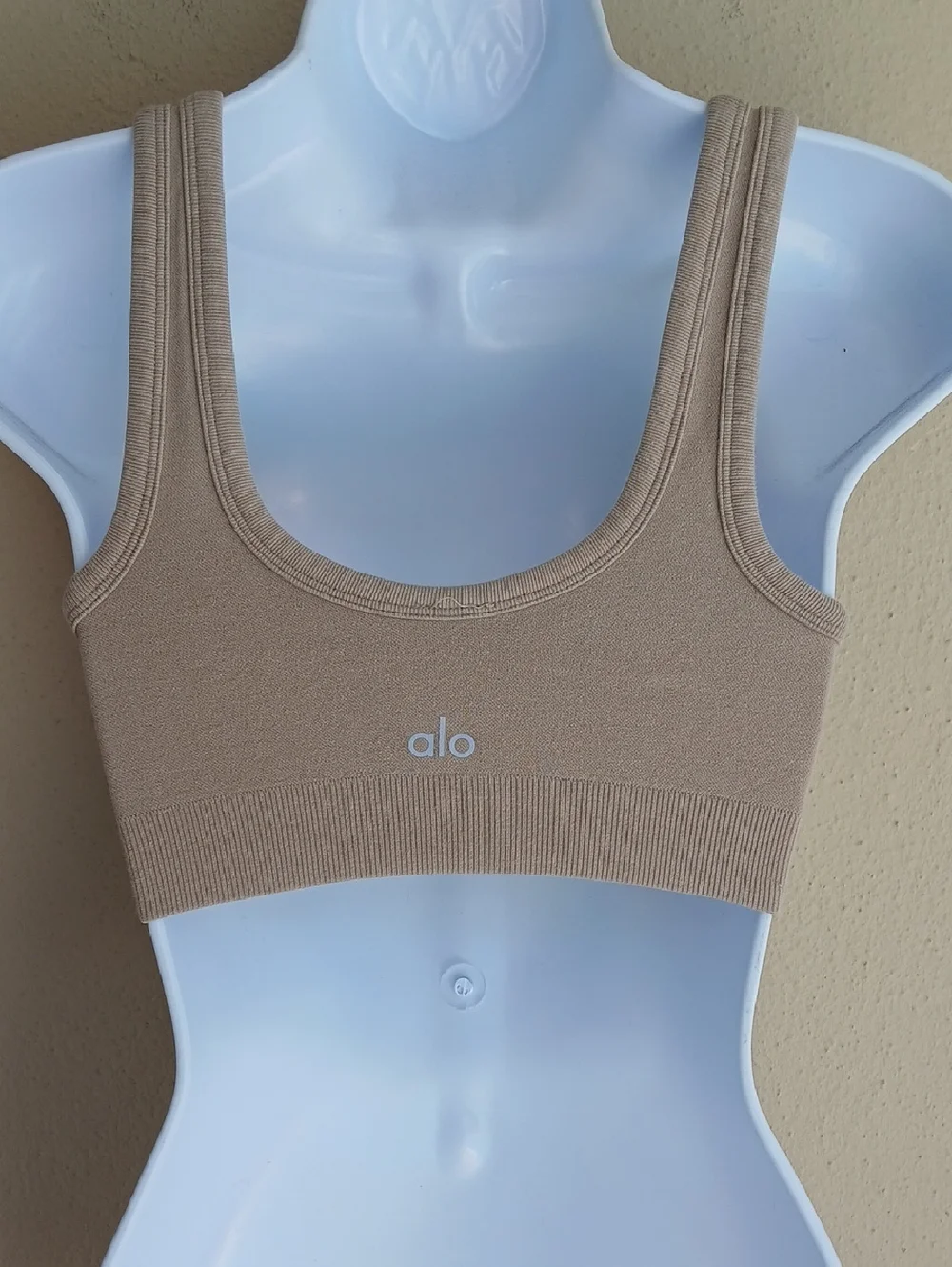 Alo Yoga Seamless Bra Top Athletic Taupe Tan XS